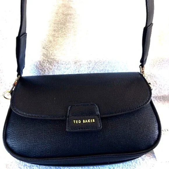 Ted Baker London Rory crossbody in black leather with gold hardware NWT - Picture 2 of 8